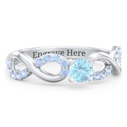 1/4 ct. Round Gemstone Infinity Engagement Ring with Accent Stones