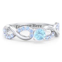 1/4 ct. Round Gemstone Infinity Engagement Ring with Accent Stones in 925 Sterling Silver with Blue Topaz and Fancy Blue Premium Zirconia