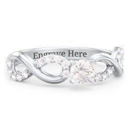 1/4 ct. Round Gemstone Infinity Engagement Ring with Accent Stones in 925 Sterling Silver with Cubic Zirconia and White Premium Zirconia