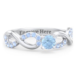 1/4 ct. Round Gemstone Infinity Engagement Ring with Accent Stones in 925 Sterling Silver with Blue Topaz and Fancy Blue Premium Zirconia