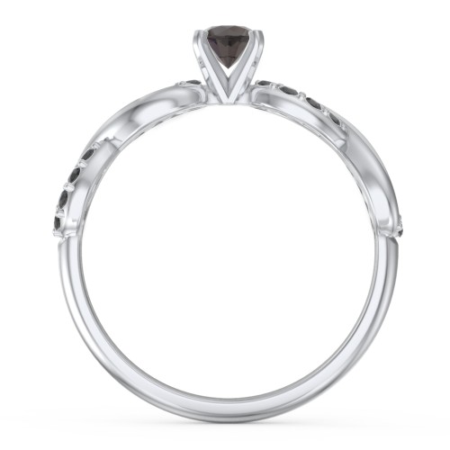 1/4 ct. Round Gemstone Infinity Engagement Ring with Accent Stones – Sterling Silver with Smokey Quartz and Black Premium Zirconia