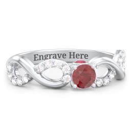 1/4 ct. Round Gemstone Infinity Peek-A-Boo Engagement Ring with Accent Stones