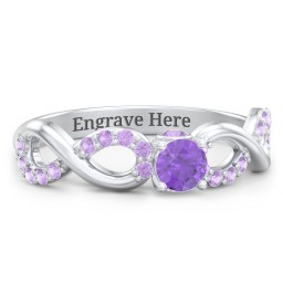 1/4 ct. Round Gemstone Infinity Peek-A-Boo Engagement Ring with Accent Stones in 925 Sterling Silver