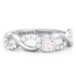 1/4 ct. Round Gemstone Infinity Peek-A-Boo Engagement Ring with Accent Stones in 925 Sterling Silver with Diamond