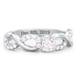 1/4 ct. Round Gemstone Infinity Peek-A-Boo Engagement Ring with Accent Stones in 925 Sterling Silver with Lab Diamond and Diamond