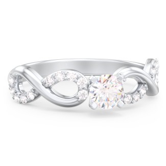 1/3 ct. Round Gemstone Infinity Engagement Ring with Accent Stones