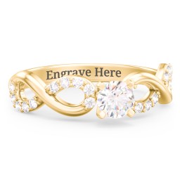 1/3 ct. Round Gemstone Infinity Engagement Ring with Accent Stones in 10K Solid Yellow Gold with White Premium Zirconia