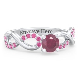1/2 ct. Round Gemstone Infinity Engagement Ring with Accent Stones in 925 Sterling Silver with Ruby and Red Premium Zirconia