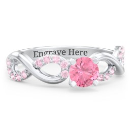1/2 ct. Round Gemstone Infinity Engagement Ring with Accent Stones in 925 Sterling Silver with Pink Tourmaline and Fancy Pink Premium Zirconia