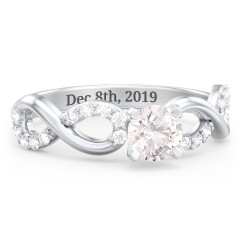 1/2 ct. Round Gemstone Infinity Engagement Ring with Accent Stones – 10K Yellow Gold with Cubic Zirconia and White Premium Zirconia