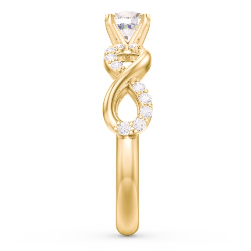 1/2 ct. Round Gemstone Infinity Engagement Ring with Accent Stones – 10K Yellow Gold with Cubic Zirconia and White Premium Zirconia