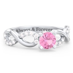 1/2 ct. Round Gemstone Infinity Peek-A-Boo Engagement Ring with Accent Stones