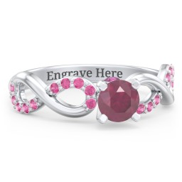 1/2 ct. Round Gemstone Infinity Peek-A-Boo Engagement Ring with Accent Stones in 925 Sterling Silver with Ruby and Red Premium Zirconia