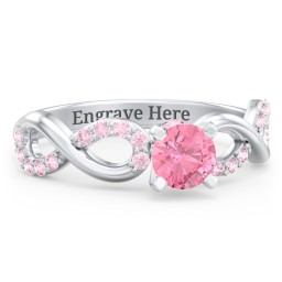 1/2 ct. Round Gemstone Infinity Peek-A-Boo Engagement Ring with Accent Stones in 925 Sterling Silver with Pink Tourmaline and Fancy Pink Premium Zirconia