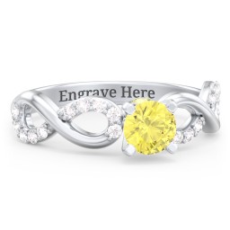 1/2 ct. Round Gemstone Infinity Peek-A-Boo Engagement Ring with Accent Stones in 925 Sterling Silver with Citrine and White Premium Zirconia
