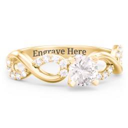 1/2 ct. Round Gemstone Infinity Peek-A-Boo Engagement Ring with Accent Stones in 10K Solid Yellow Gold with Cubic Zirconia and White Premium Zirconia