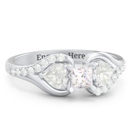 1/4 ct. Princess Gemstone Engagement Ring with Heart Stones & Accents Stones