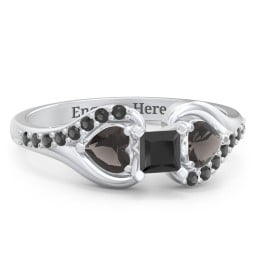 1/4 ct. Princess Gemstone Engagement Ring with Heart Stones & Accents Stones