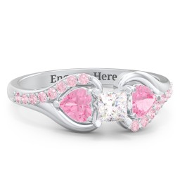 1/4 ct. Princess Gemstone Engagement Ring with Heart Stones & Accents Stones