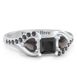 1/2 ct. Princess Gemstone Engagement Ring with Heart Stones & Accents Stones