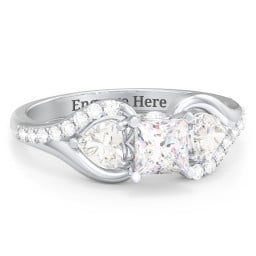 1/2 ct. Princess Gemstone Peek-A-Boo Engagement Ring with Heart Stones & Accents Stones