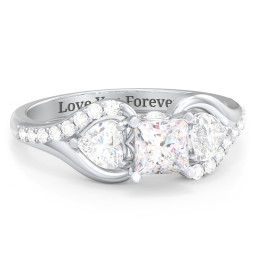 1/2 ct. Princess Gemstone Peek-A-Boo Engagement Ring with Heart Stones & Accents Stones