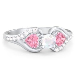 1/4 ct. Round Gemstone Engagement Ring with Heart Stones & Accents Stones