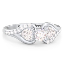 1/4 ct. Round Gemstone Engagement Ring with Heart Stones & Accents Stones