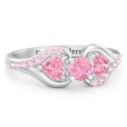 1/4 ct. Round Gemstone Engagement Ring with Heart Stones & Accents Stones