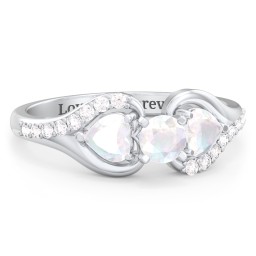 1/4 ct. Round Gemstone Engagement Ring with Heart Stones & Accents Stones