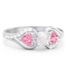 1/4 ct. Round Gemstone Peek-A-Boo Engagement Ring with Heart Stones & Accents Stones