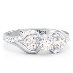 1/4 ct. Round Gemstone Peek-A-Boo Engagement Ring with Heart Stones & Accents Stones