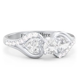 1/4 ct. Round Gemstone Peek-A-Boo Engagement Ring with Heart Stones & Accents Stones