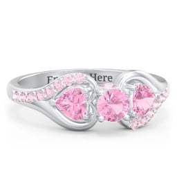 1/4 ct. Round Gemstone Peek-A-Boo Engagement Ring with Heart Stones & Accents Stones