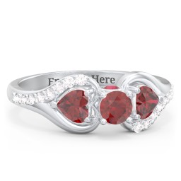 1/4 ct. Round Gemstone Peek-A-Boo Engagement Ring with Heart Stones & Accents Stones