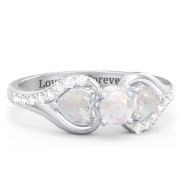 1/4 ct. Round Gemstone Peek-A-Boo Engagement Ring with Heart Stones & Accents Stones