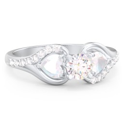 1/3 ct. Round Gemstone Engagement Ring with Heart Stones & Accents Stones