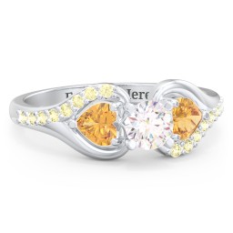 1/3 ct. Round Gemstone Engagement Ring with Heart Stones & Accents Stones