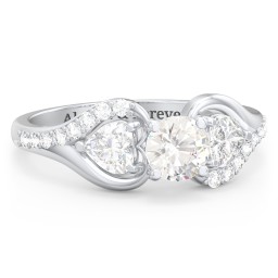 1/2 ct. Round Gemstone Engagement Ring with Heart Stones & Accents Stones