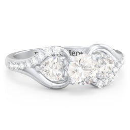 1/2 ct. Round Gemstone Engagement Ring with Heart Stones & Accents Stones