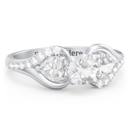 1/2 ct. Round Gemstone Engagement Ring with Heart Stones & Accents Stones