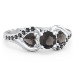 1/2 ct. Round Gemstone Engagement Ring with Heart Stones & Accents Stones