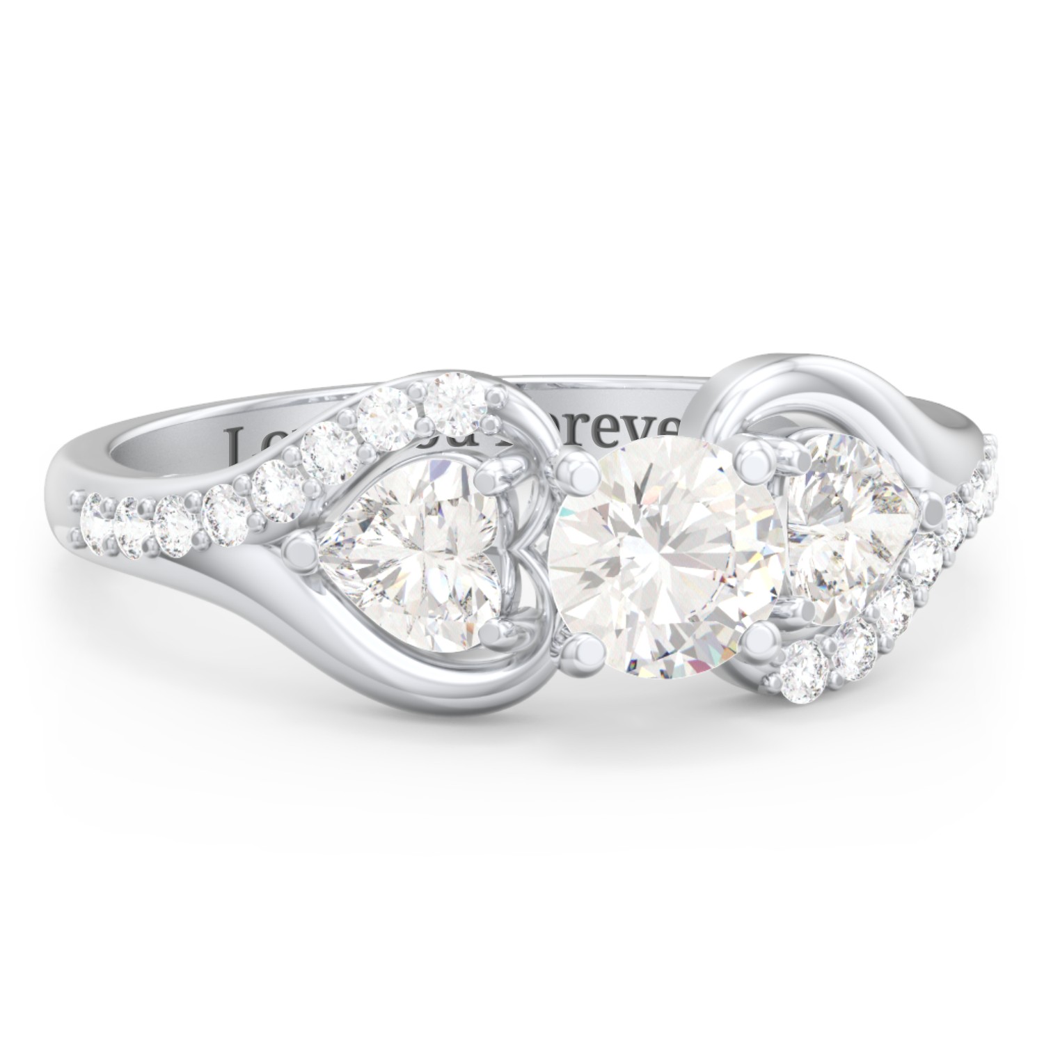 1/2 ct. Round Gemstone Engagement Ring with Heart Stones & Accents Stones