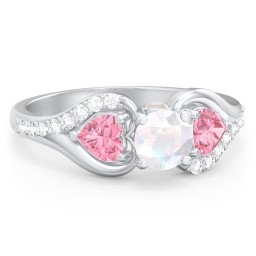 1/2 ct. Round Gemstone Peek-A-Boo Engagement Ring with Heart Stones & Accents Stones