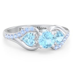 1/2 ct. Round Gemstone Peek-A-Boo Engagement Ring with Heart Stones & Accents Stones