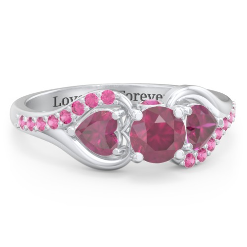 1/2 ct. Round Gemstone Peek-A-Boo Engagement Ring with Heart Stones & Accents Stones