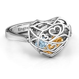 Caged Hearts Ring with 2-6 Stones