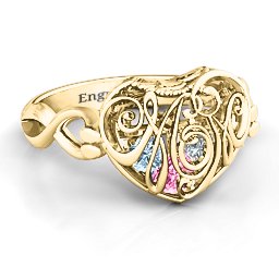 Caged Hearts Ring with 2-6 Stones