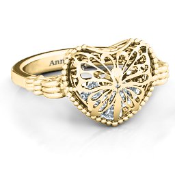 Caged Hearts Ring with 2-6 Stones