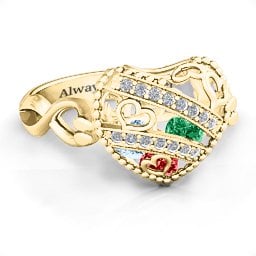 Caged Hearts Ring with 2-6 Stones